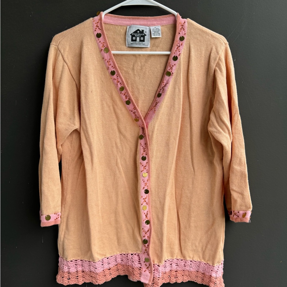 Vintage Storybook Knits Peach Sweater